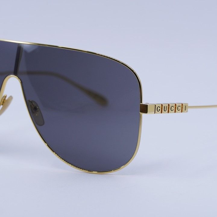 Gucci Gucci GG1436S 001 Sunglasses Yellow Gold Shield Frame, Grey Size ONE SIZE - 9 Thumbnail