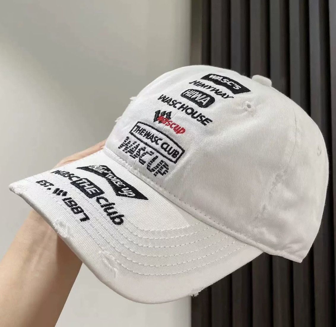 Japanese Brand Retro punk y2k embroidered distressed raw ball cap hat Size ONE SIZE - 3 Thumbnail