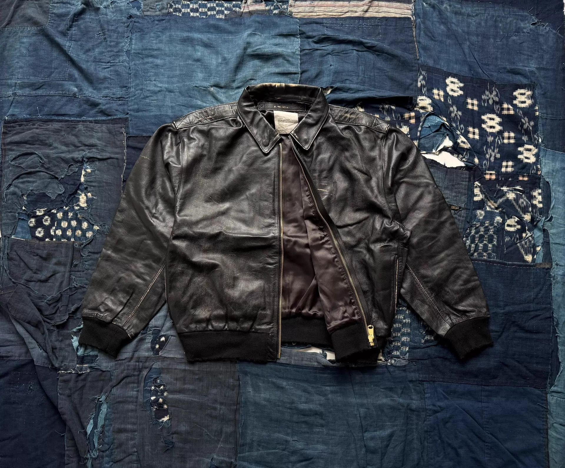Madness MDNS A2 Cowhide Washed Distressed Aviator Jacket L Black Size US L / EU 52-54 / 3 - 3 Thumbnail