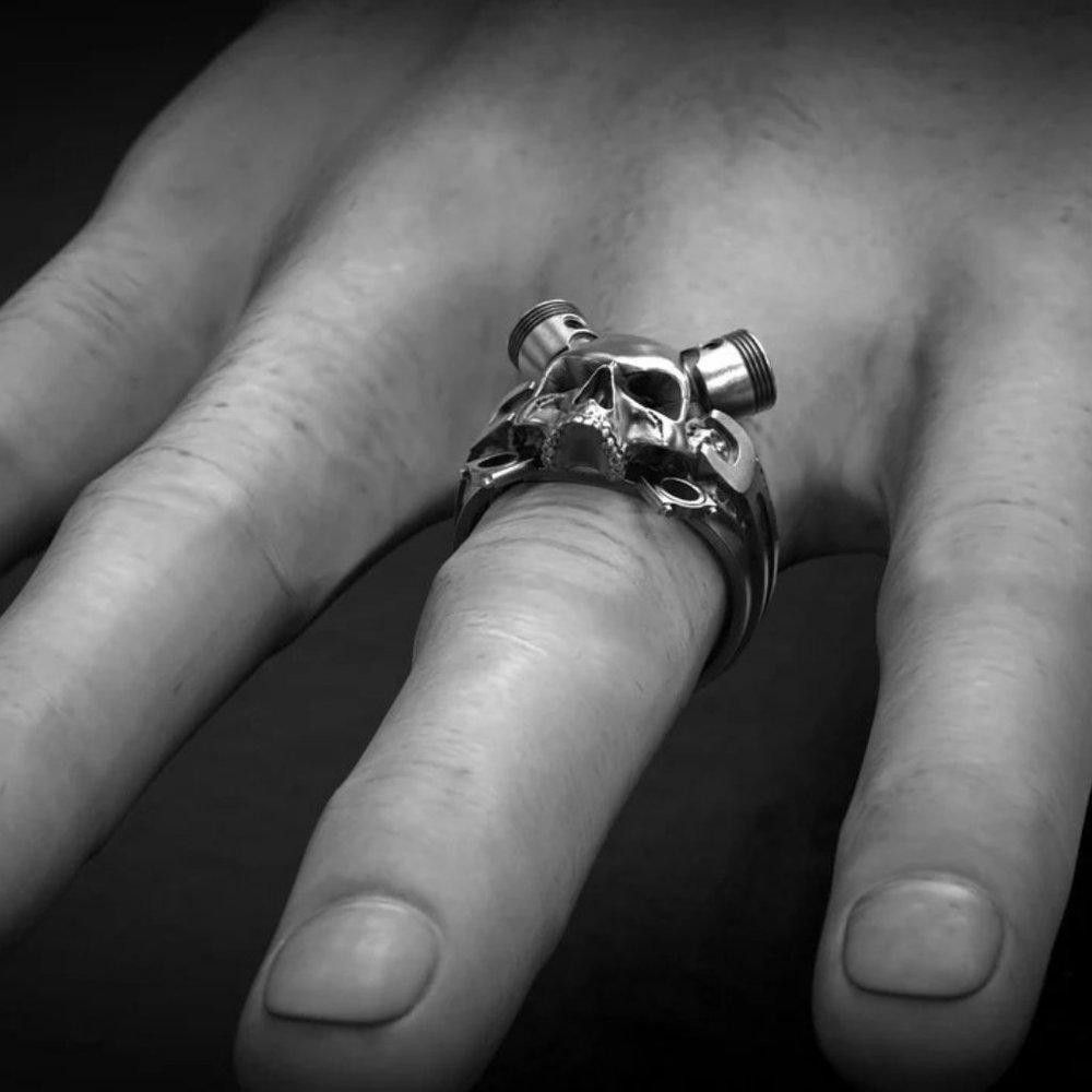 Designer Retro Steampunk Mechanical Wrench Skull Ring - Size 12 Size ONE SIZE - 7 Thumbnail