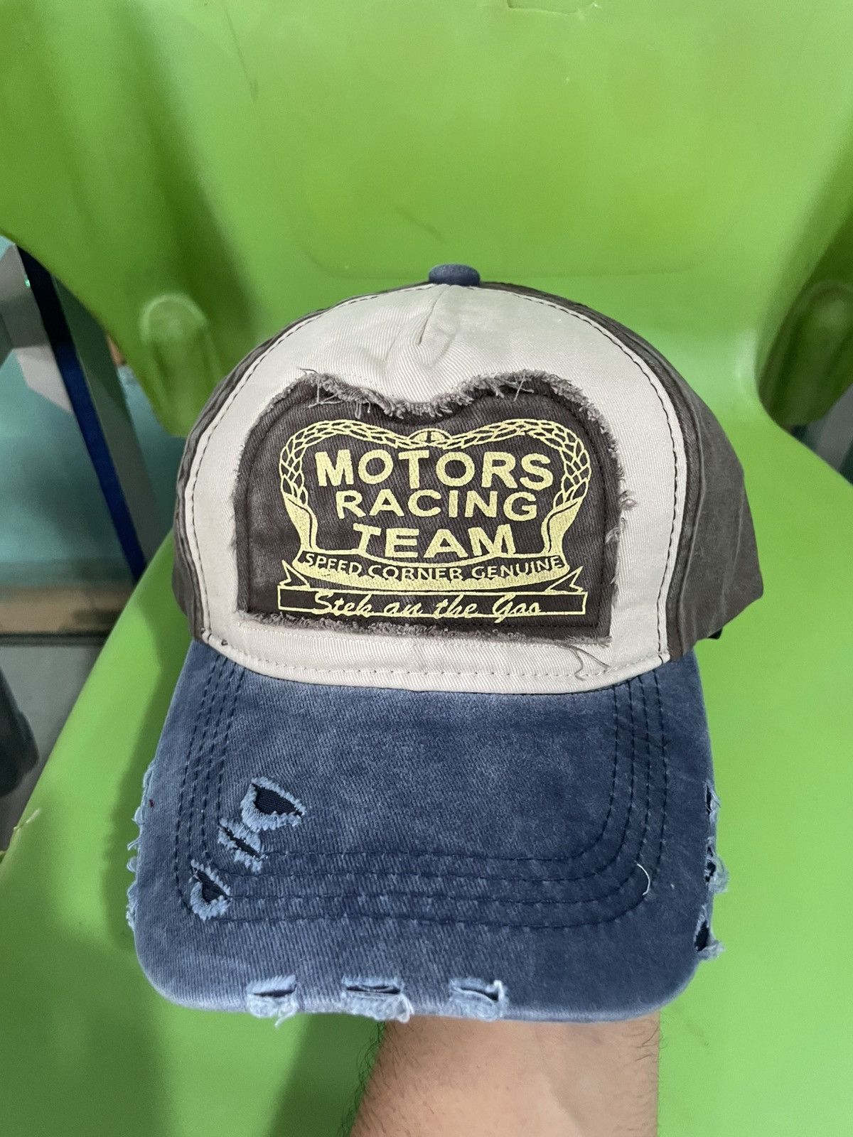Japanese Brand Vintage MOTOR RACING TEAM cap hat Distressed Size ONE SIZE - 2 Thumbnail