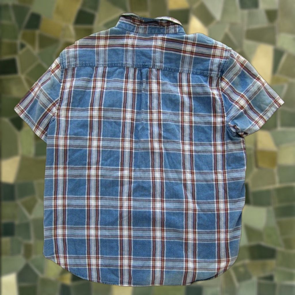 Lucky Brand Lucky Brand Classic Fit Blue Plaid Cotton Button Down Short Sleeve Shirt Men XL Size US XL / EU 56 / 4 - 1 Thumbnail