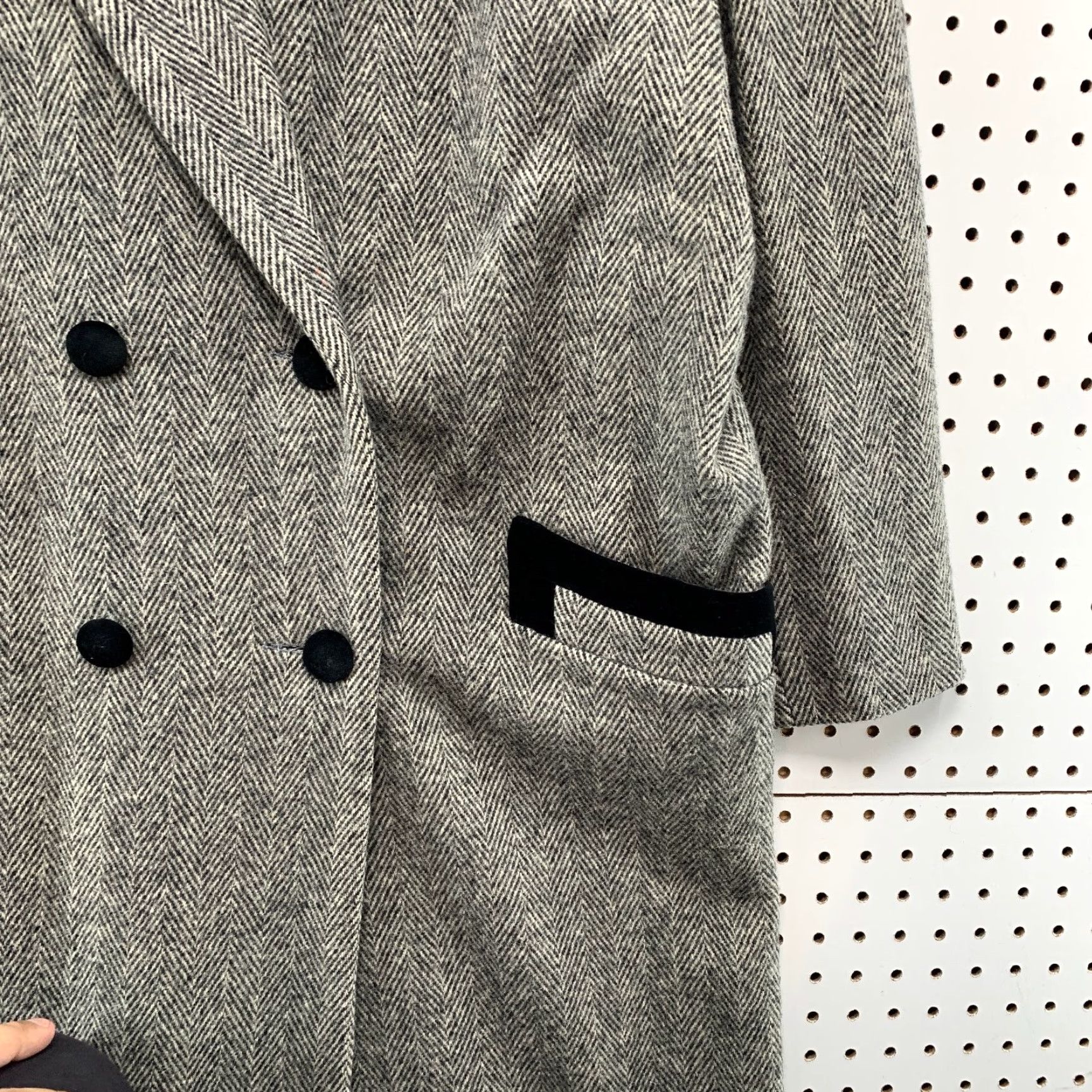 Vintage Noble Fashions Wool Tweed Overcoat Womens XL Gray Herringbone Made USA, Long Coat, Button, Outer Shell: Wool, Vintage, Fall Winter, Women, Coat Size XL / US 12-14 / IT 48-50 - 7 Thumbnail