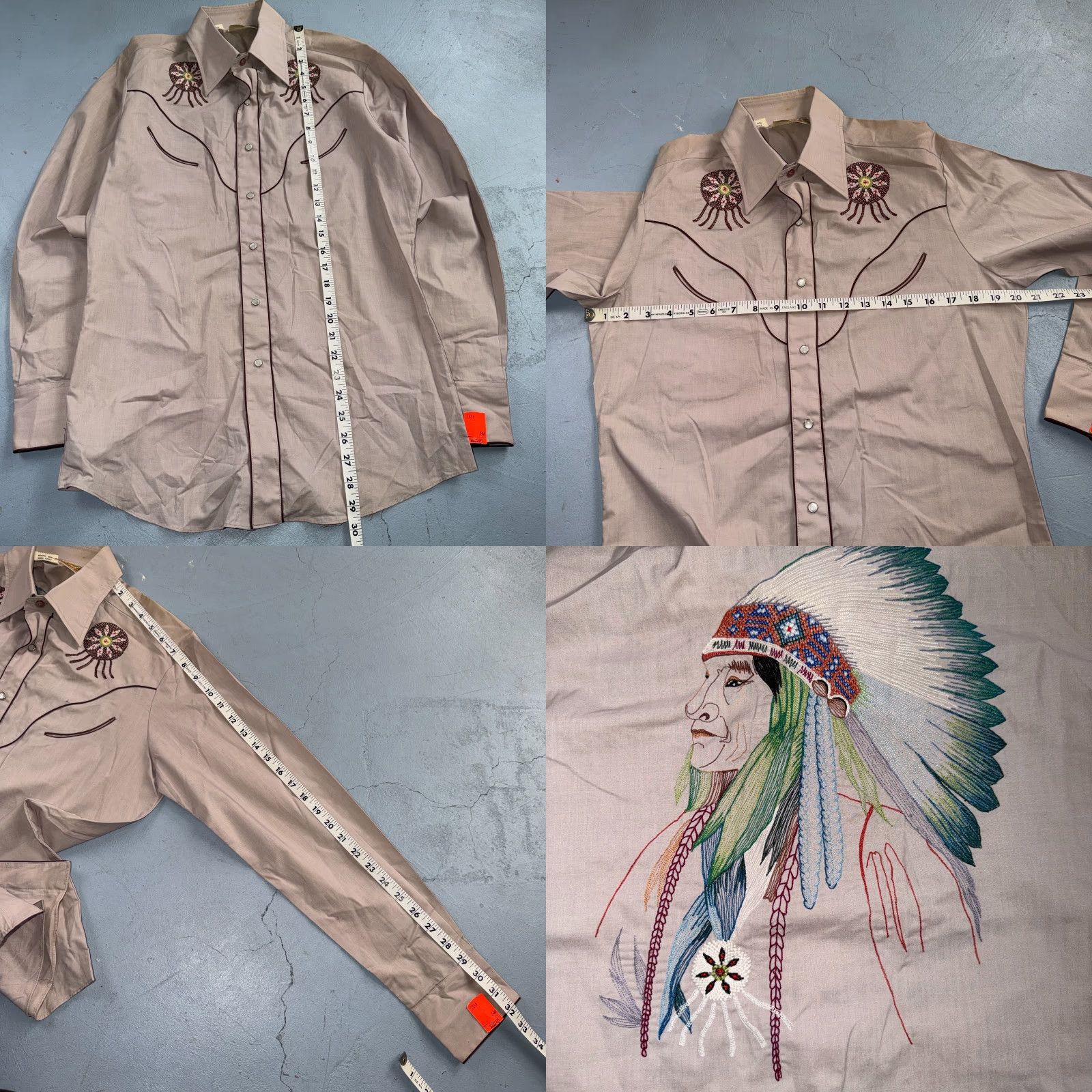 Vintage VINTAGE Kennington Shirt Western 70s M Beige Cotton Blend Button-Up Collared Long Sleeve Pearl Snap Embroidered Men Size US M / EU 48-50 / 2 - 8 Thumbnail