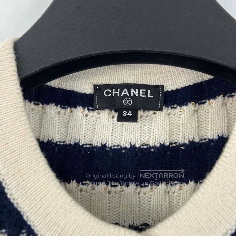 Chanel Chanel Blue White Stripe Sequin Knit Dress. Size US 34 / EU 50 - 4 Thumbnail
