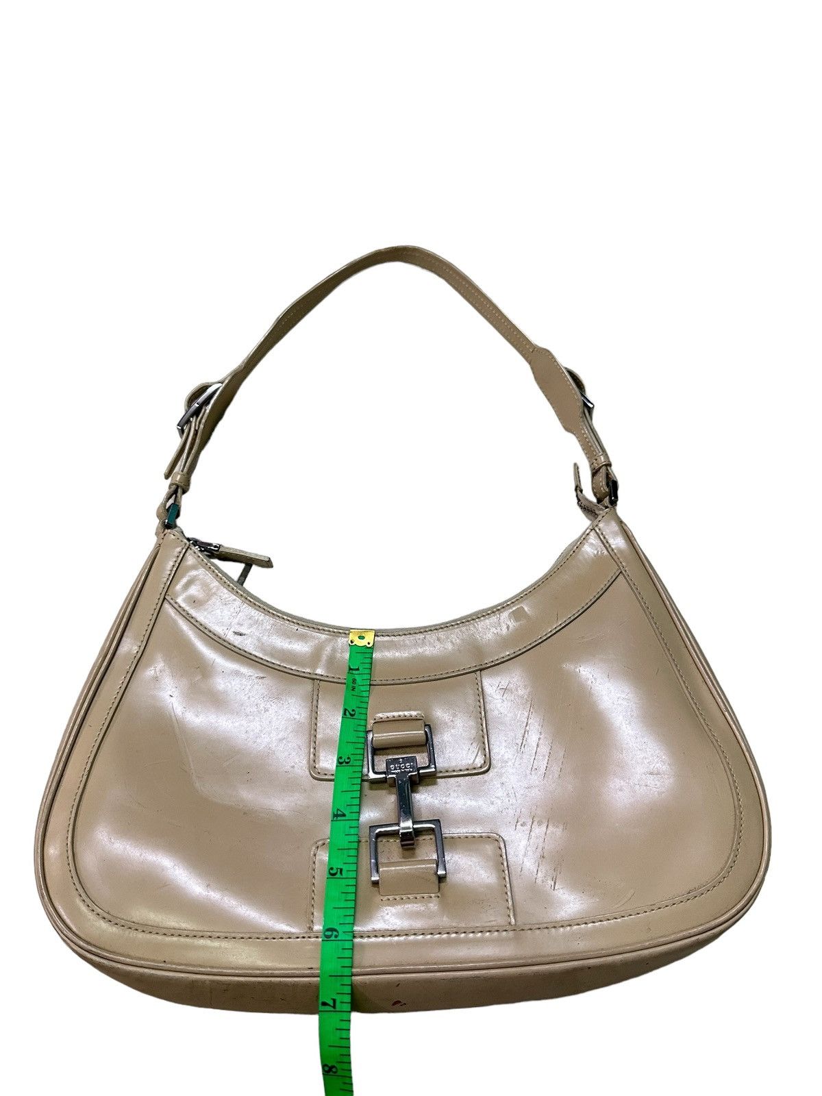 Gucci AUTHENTIC GUCCI BEIGE PATENT LEATHER JACKIE SHOULDER BAG Size ONE SIZE - 21 Thumbnail