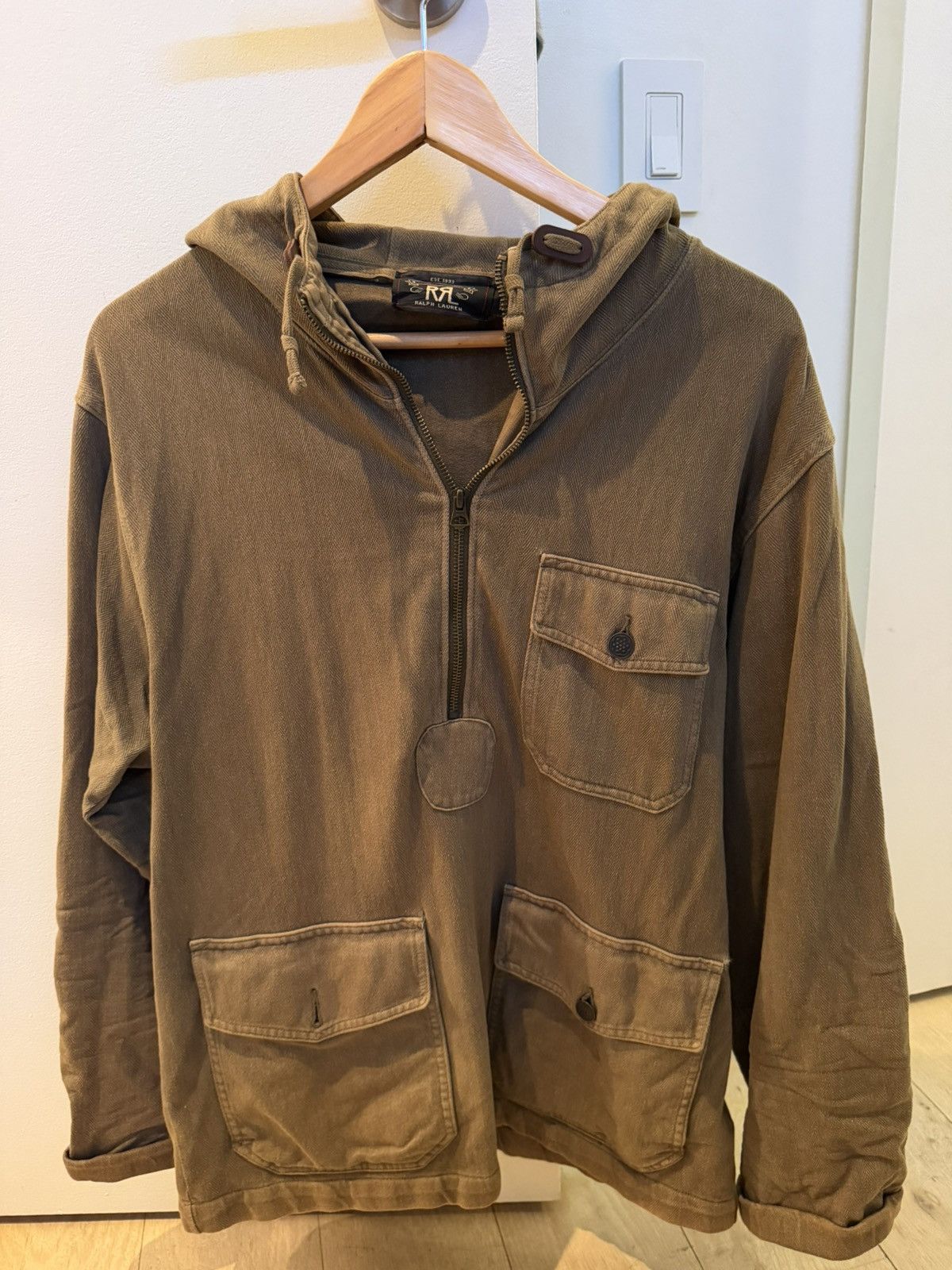 *rare* quarter zip RRL Anorak Jaquard Knit Hoodie