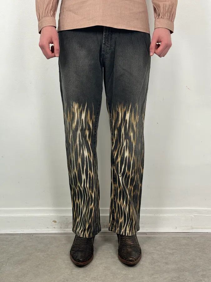 Just Cavalli AW2004 Cavalli Grey Fire Flames Denim Jeans Size US 31 - 3 Thumbnail