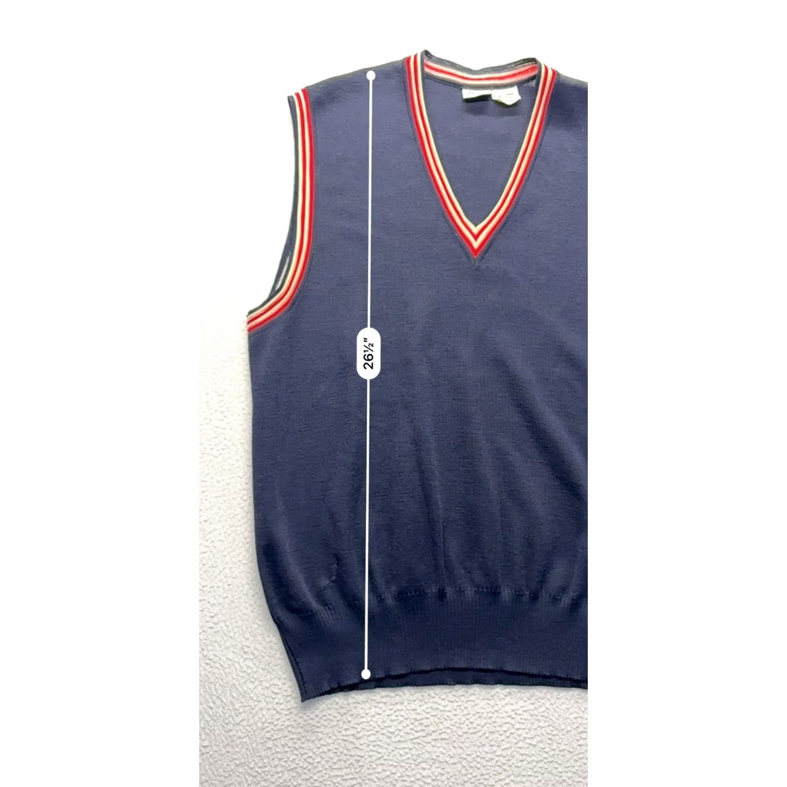 Ellesse VINTAGE Ellesse Mens Wool V-Neck Sweater Vest L Navy Wool Vest Mens L Size US L / EU 52-54 / 3 - 7 Thumbnail