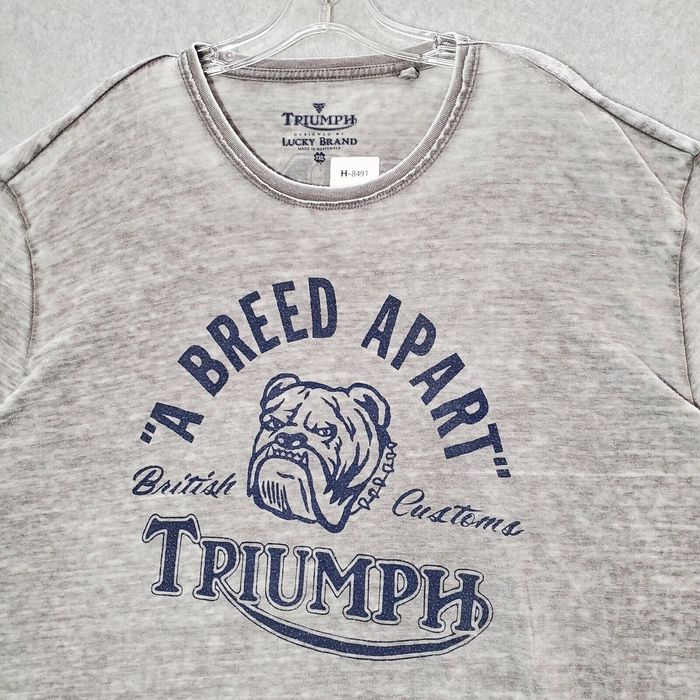 Lucky Brand Triumph T Shirt Men Medium Gray Short Sleeve Logo Cotton  Crewneck