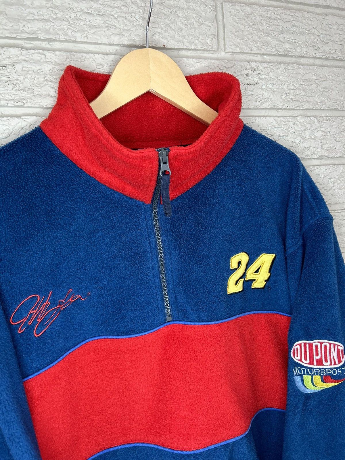 NASCAR Vintage 90s NASCAR Jeff Gordon 1/4 Zip Fleece Sweater Size US L / EU 52-54 / 3 - 3 Thumbnail