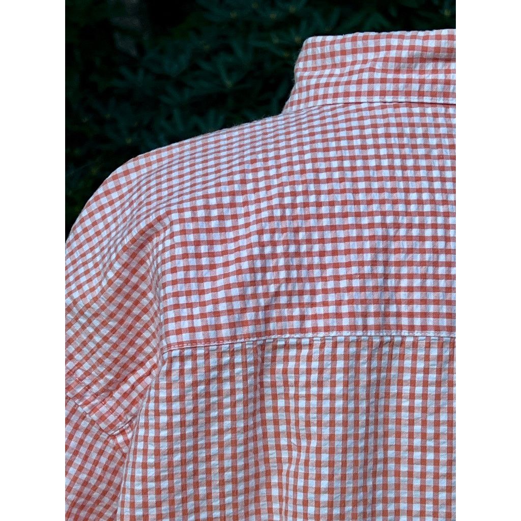 Geoffrey Beene Men's M Geoffrey Beene Seersucker Orange White Short Sleeve Size US M / EU 48-50 / 2 - 3 Thumbnail