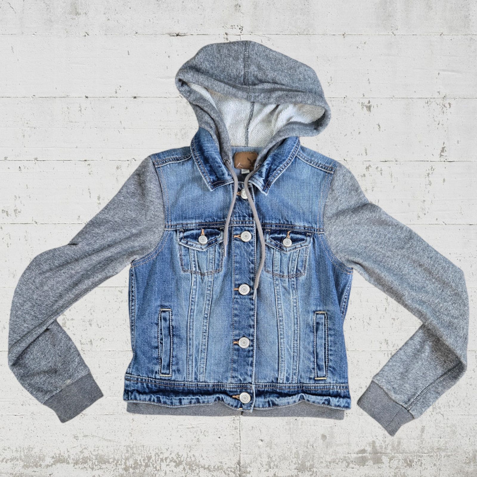 American eagle outfitters hooded denim jacket womens online