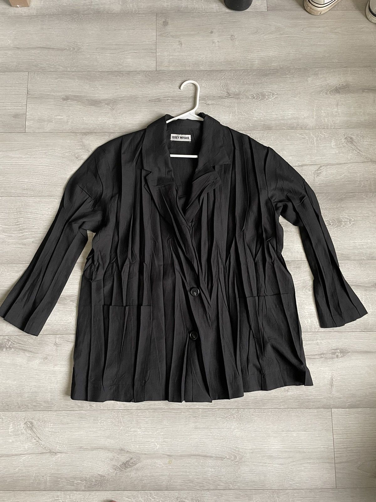 image of Issey Miyake Crinkled Shirt in Black, Men's (Size Large)