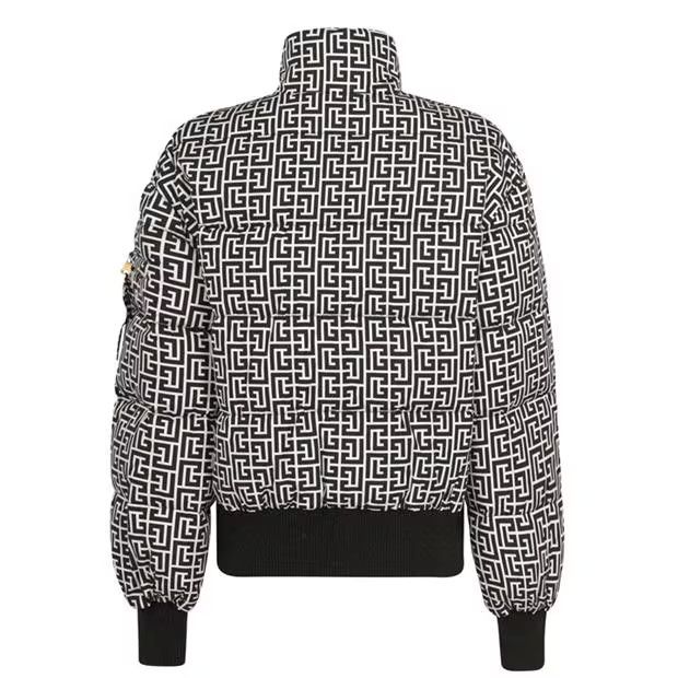 Balmain o1g2r1mq0924 Monogram Padded Jacket in Ivoire & Noir Size S / US 4 / IT 40 - 2 Thumbnail