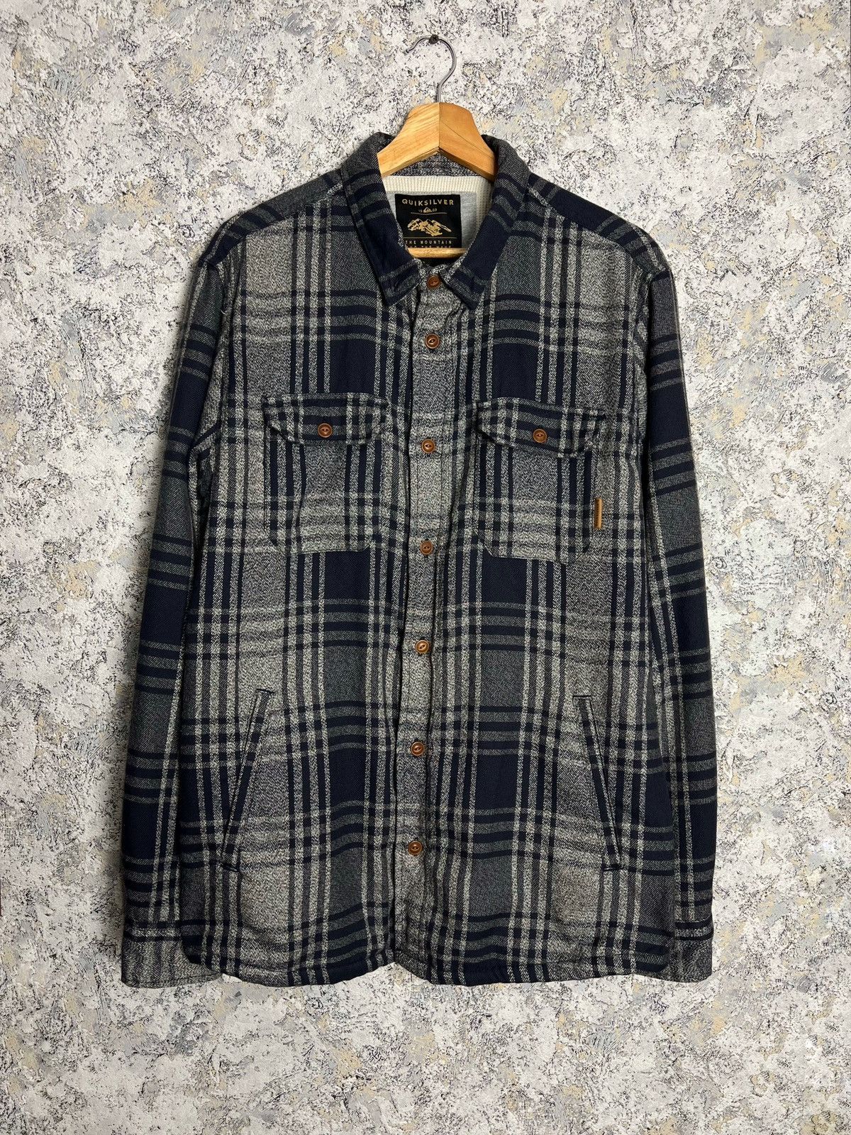 Quiksilver × Vintage Quiksilver Flannel Plaid L Sherpa Shacket Jacket Button Up Size US L / EU 52-54 / 3 - 1 Thumbnail