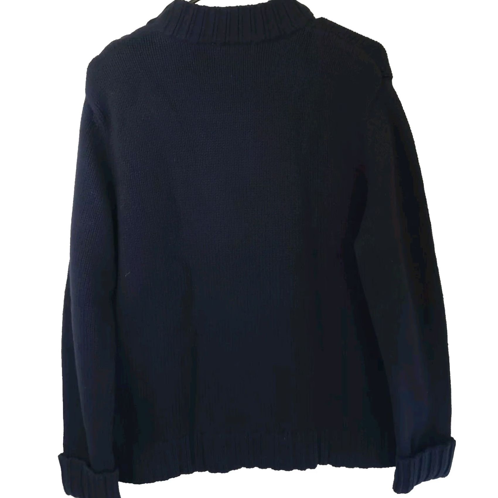Ralph Lauren Lauren Ralph Lauren Women's L Black Cotton Sweater Shoulder Button Mock Neck Long Sleeve Raglan Pullover Knit Casual Workwear - Mens? Size L / US 10 / IT 46 - 6 Thumbnail