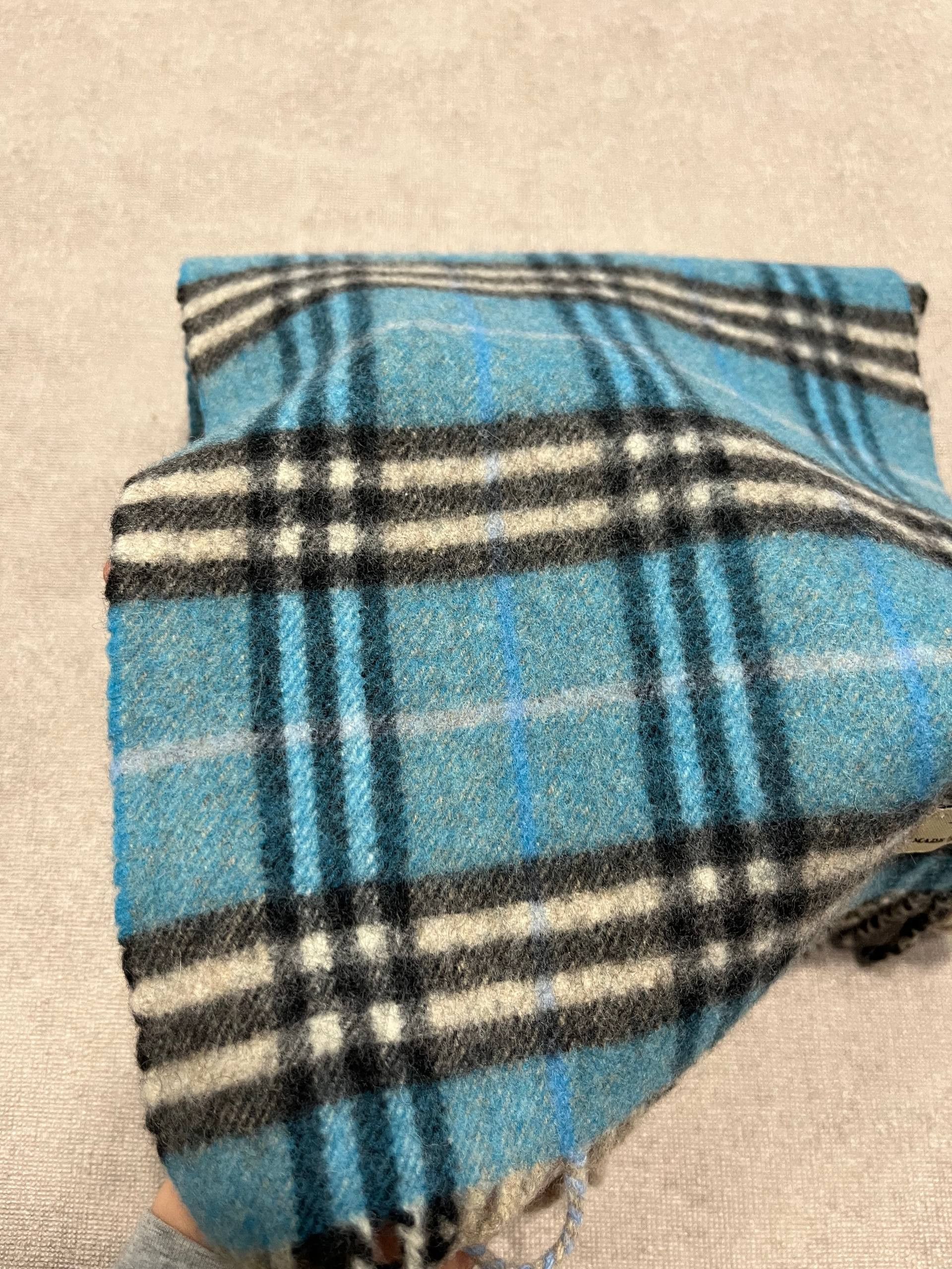 Burberry Burberry Wool Scarf Blue Nova Check 114/23cm 45/9inch Size ONE SIZE - 3 Thumbnail