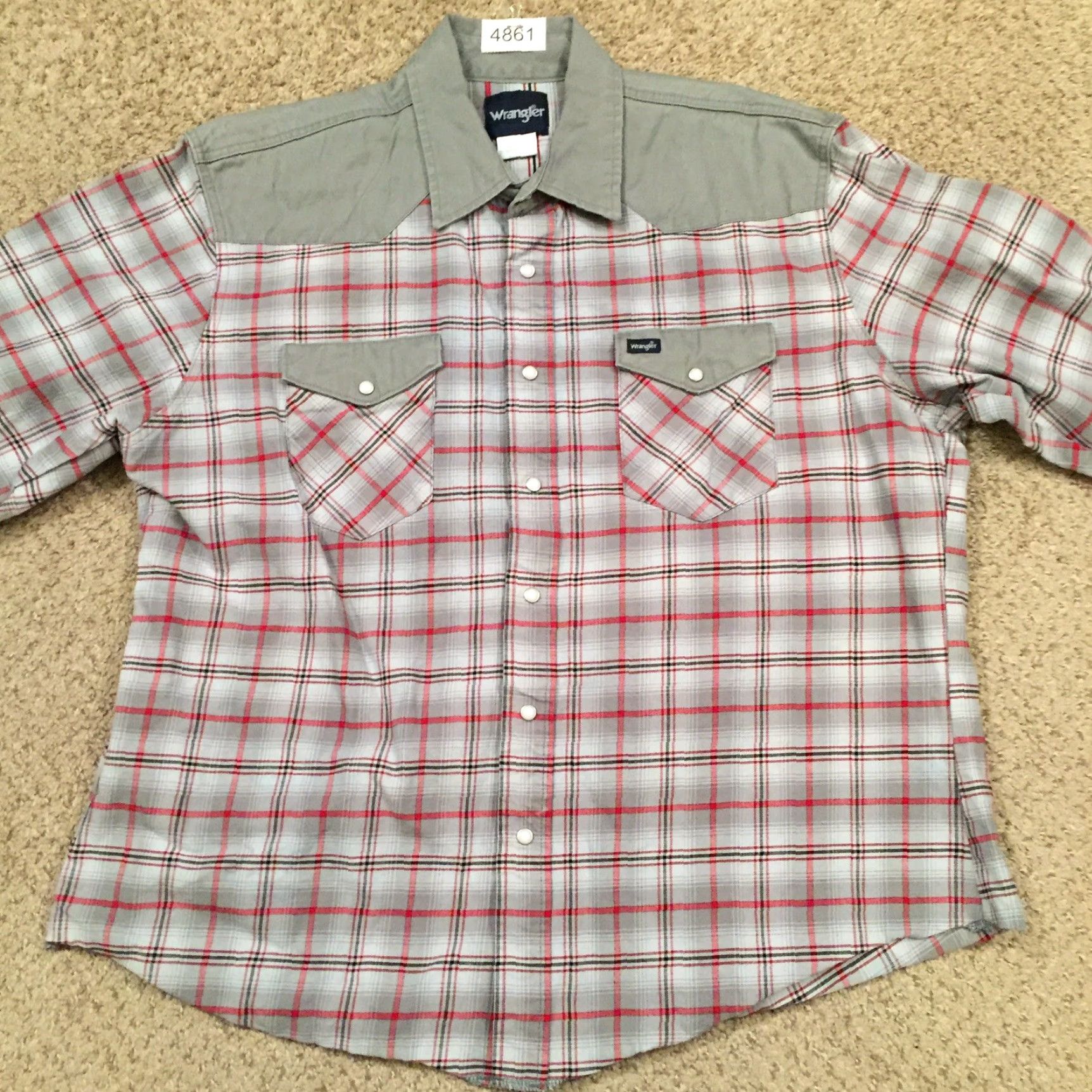 Wrangler Wrangler Shirt Mens 2X Gray Plaid Long Sleeve Heavyweight Snap Pockets Size US XXL / EU 58 / 5 - 5 Thumbnail