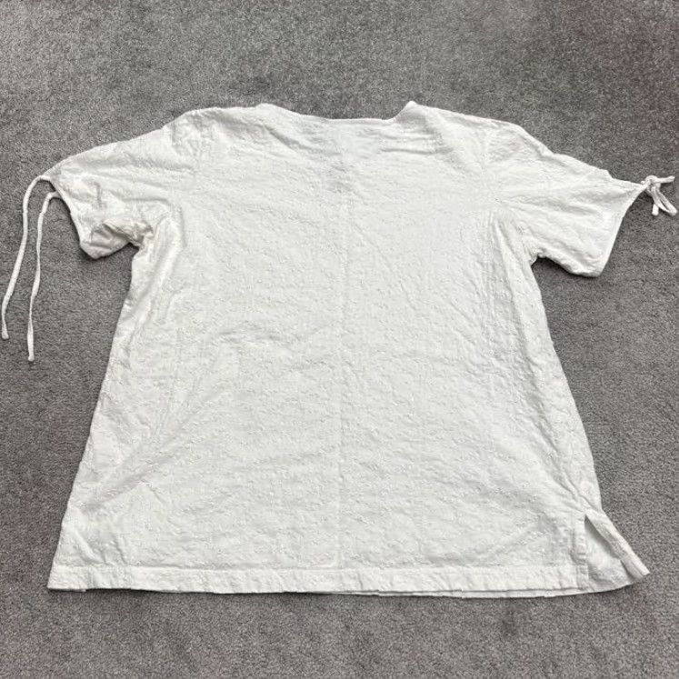 Vintage VINTAGE Liz & Me Cotton Blouse Womens Plus 1X White Casual Embroidered Keyhole Short Sleeve Size XL / US 12-14 / IT 48-50 - 2 Thumbnail