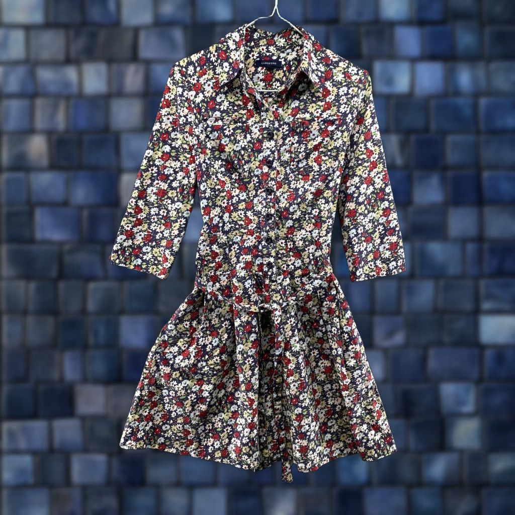 Lands' End Lands' End Floral Cotton Button Up 3/4 Sleeve Dress Women's Size 2 Multicolor Knit Dress Long Sleeves T-Shirt Dress Flowers Womens Size XS / US 0-2 / IT 36-38 - 1 Thumbnail