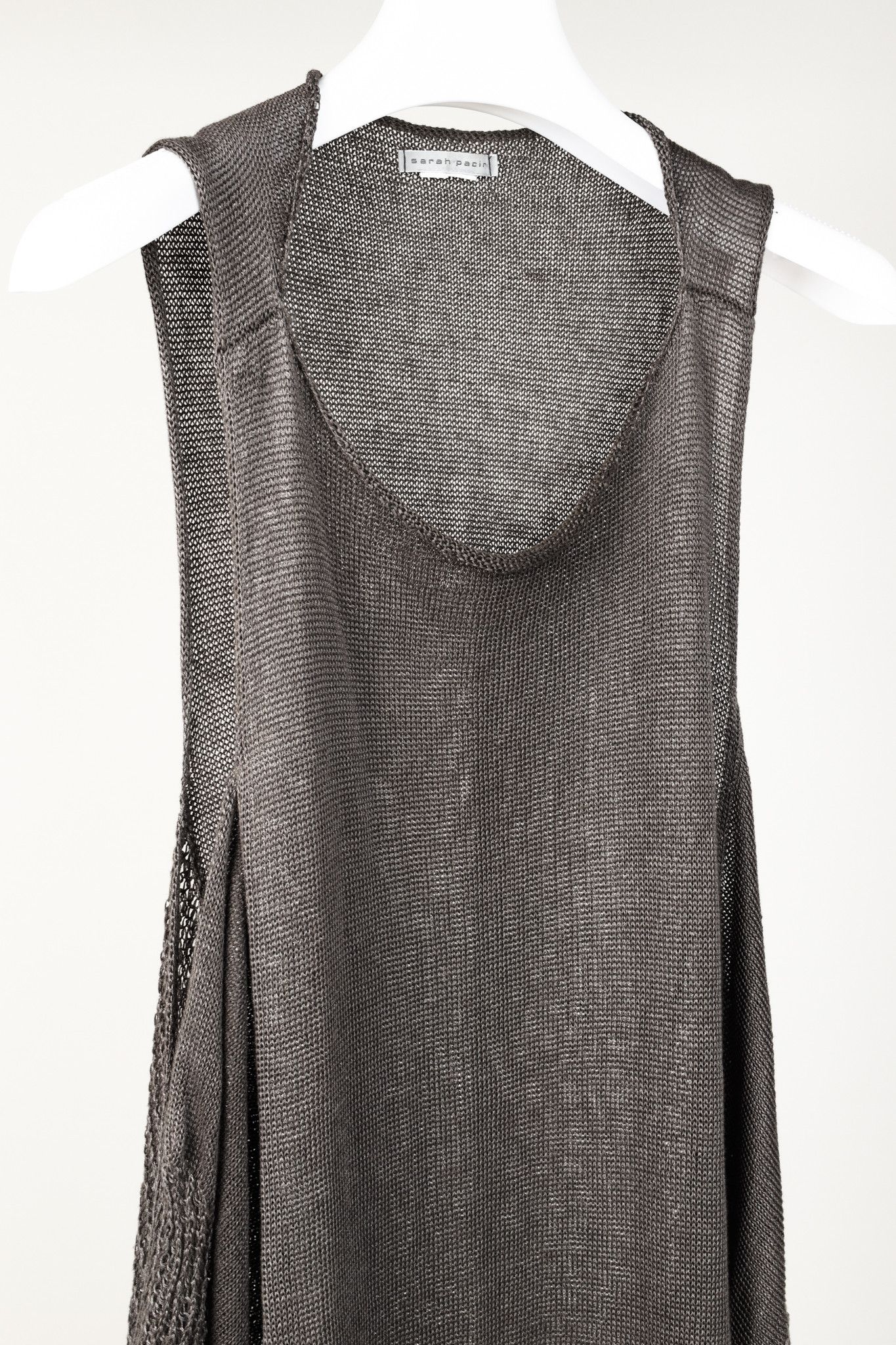 Sarah Pacini Sarah Pacini Brown Knit Sleeveless Oversized Tunic Size S / US 4 / IT 40 - 3 Thumbnail