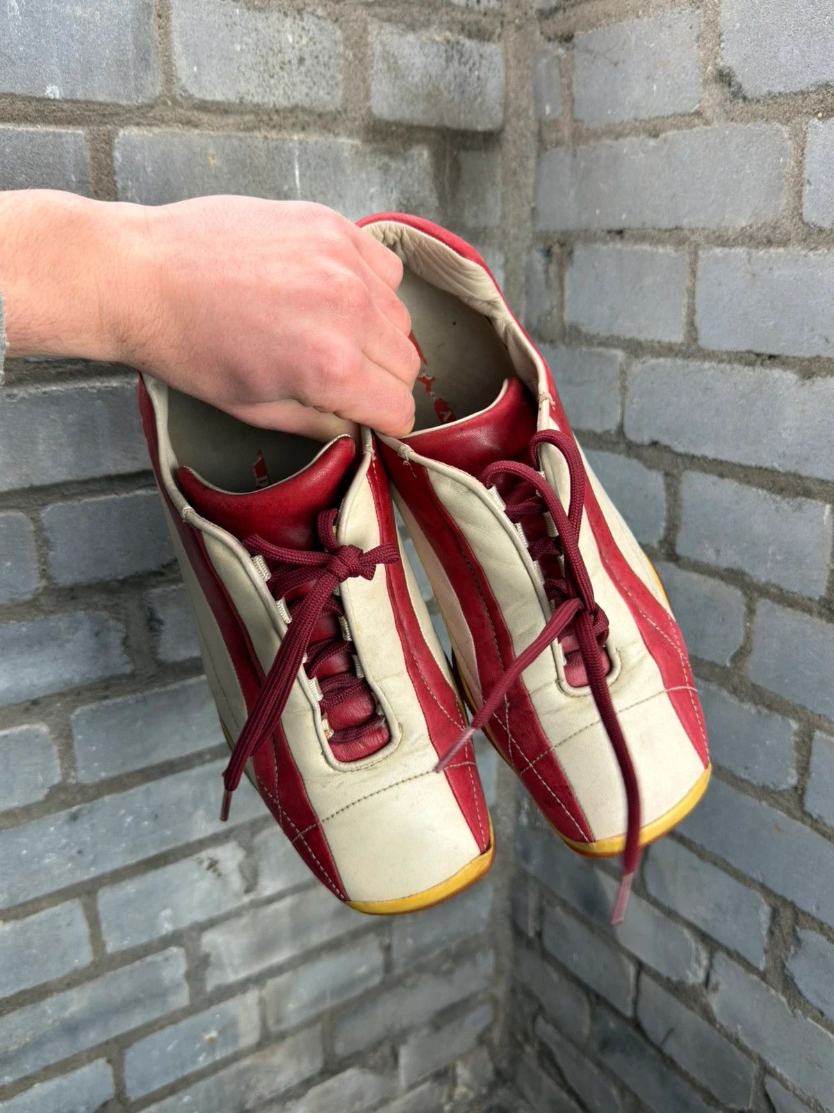 Prada Prada square toes archive 1999 red white leather trainers Size US 10 / EU 43 - 5 Thumbnail