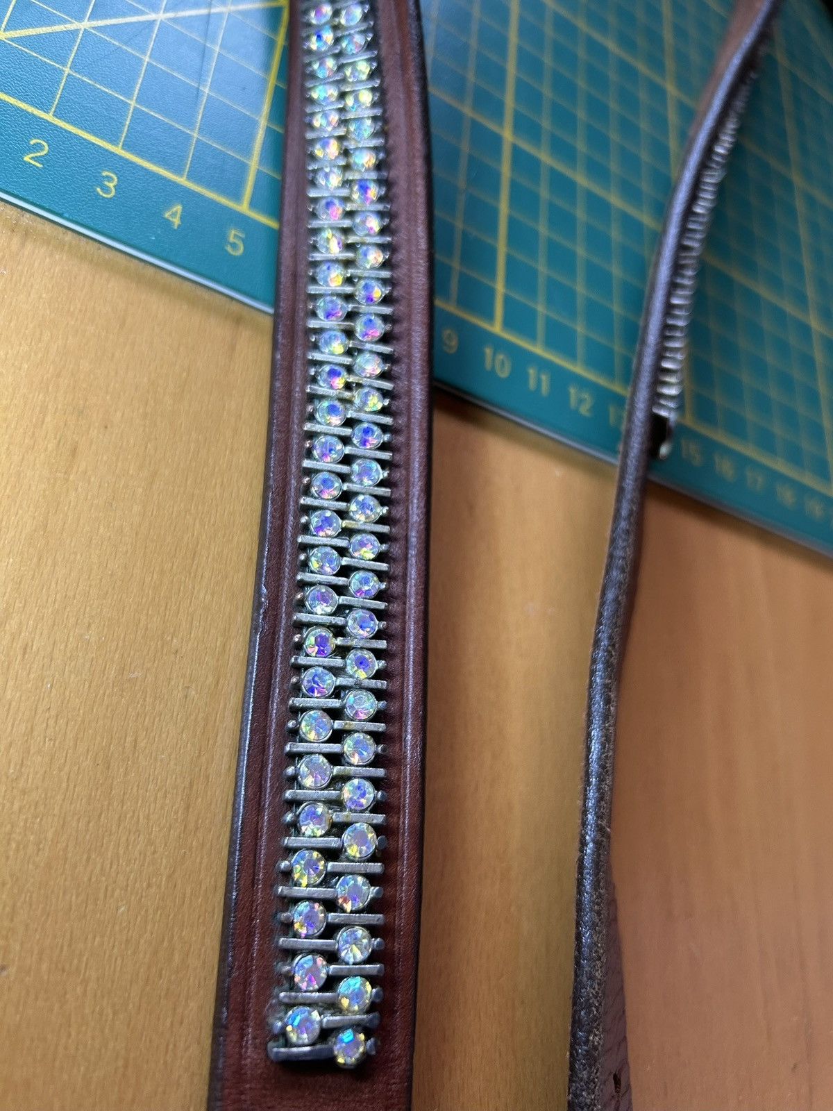 Vintage Vintage western rhinestone tennis chain leather belt Size ONE SIZE - 8 Thumbnail