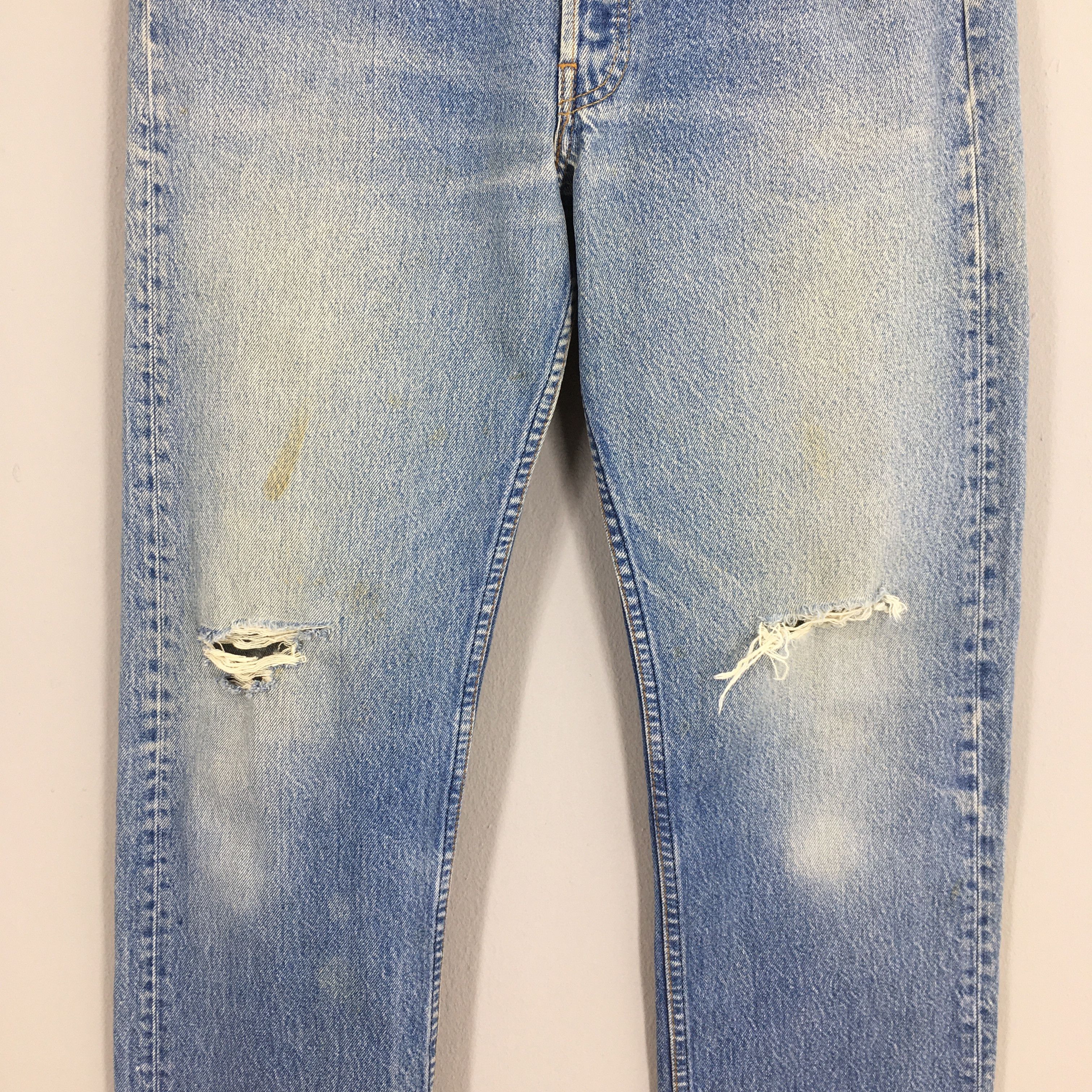 Levi's Size 30x31 90s Levi's 501 Distressed Stone Washed Jeans S235 Size US 30 / EU 46 - 3 Thumbnail