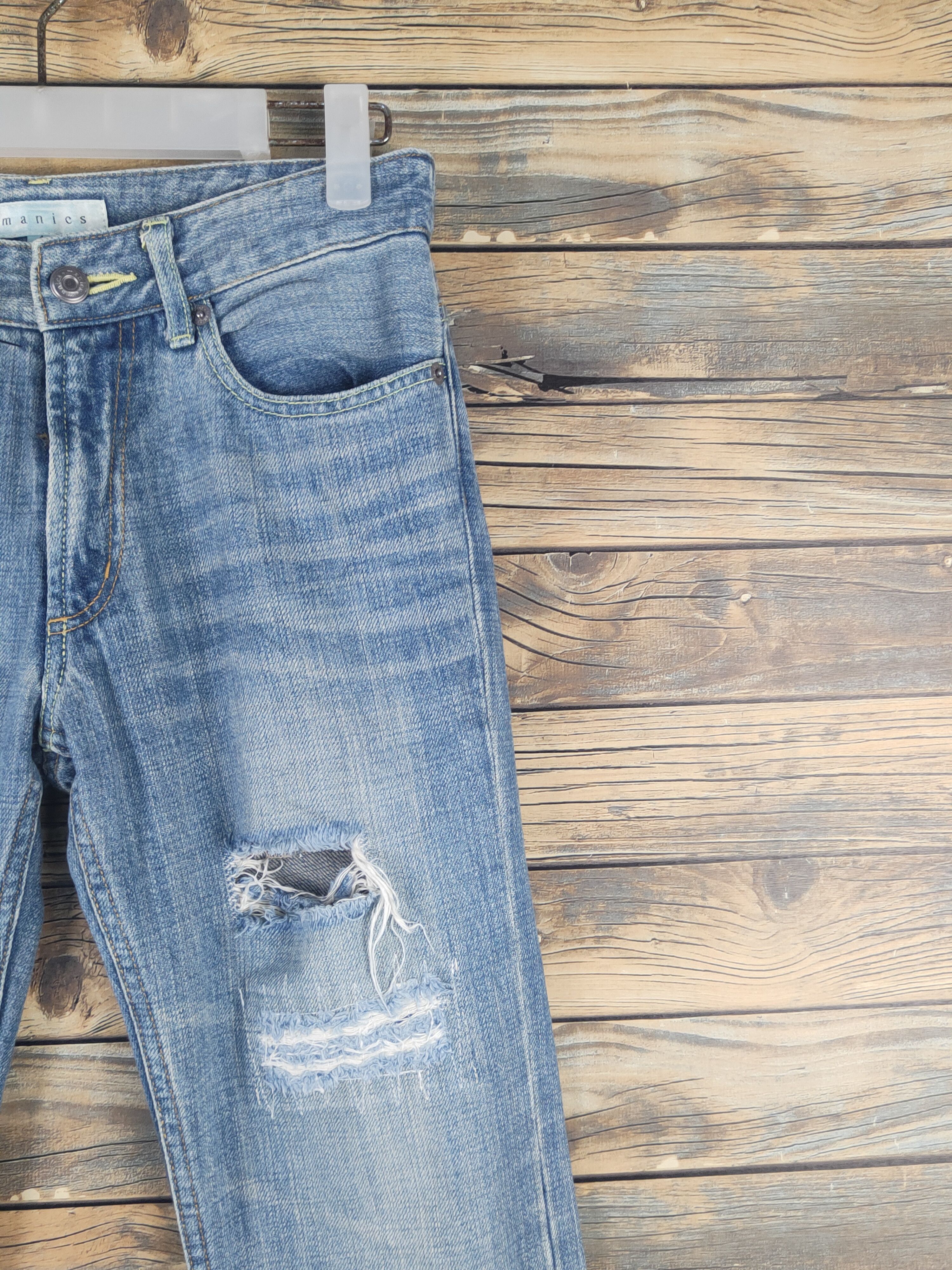 Japanese Brand D Manics made in japan Blue Distressed Ripped Jeans#W1615 Size US 27 - 5 Thumbnail