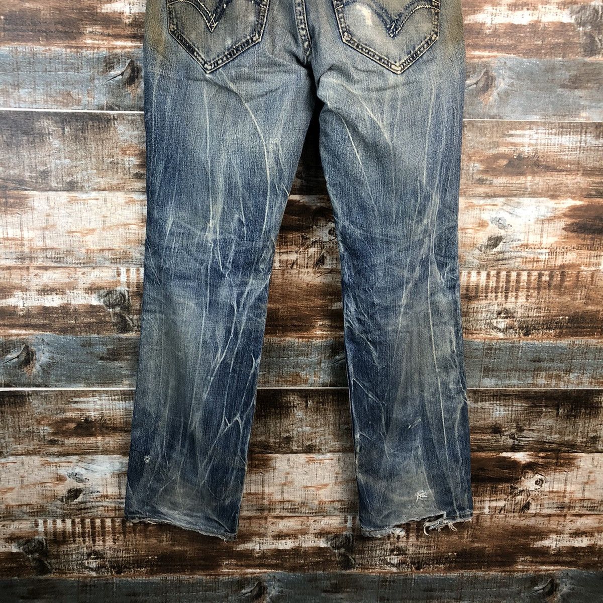 Levi's Levis 502 Blue faded ripped vintage jeans Denim Pants #A2608 Size US 33 - 19 Thumbnail