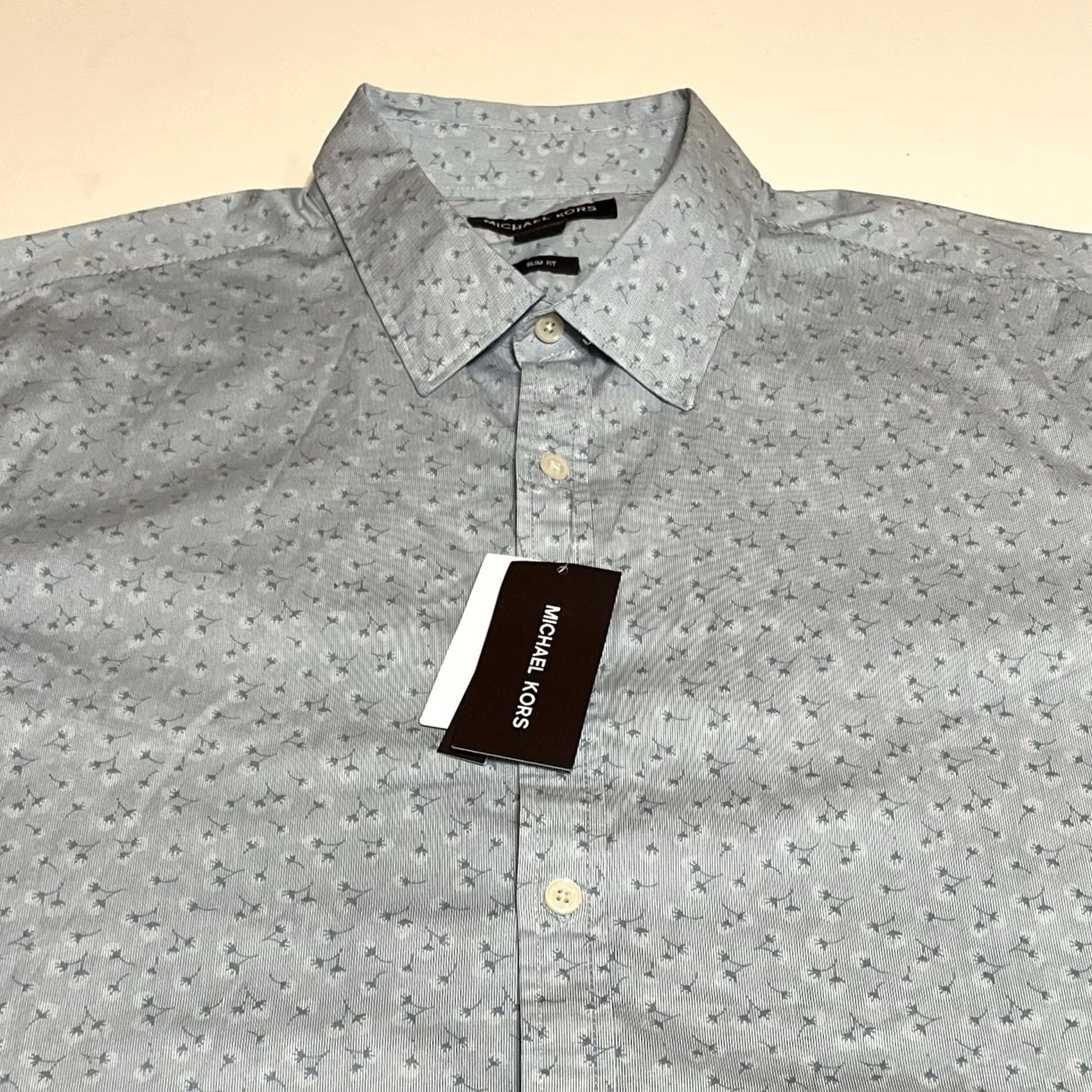 Michael Kors Michael Kors Men's XXL Slim Chambray Floral Dandelion Long Sleeve Button Shirt Size US XXL / EU 58 / 5 - 2 Thumbnail