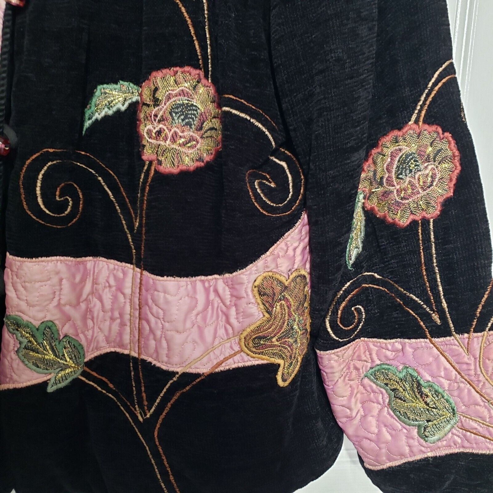 Designer Indigo Moon Embroidered Floral Jacket Womens Sz 1X Black Art Size XL / US 12-14 / IT 48-50 - 3 Thumbnail