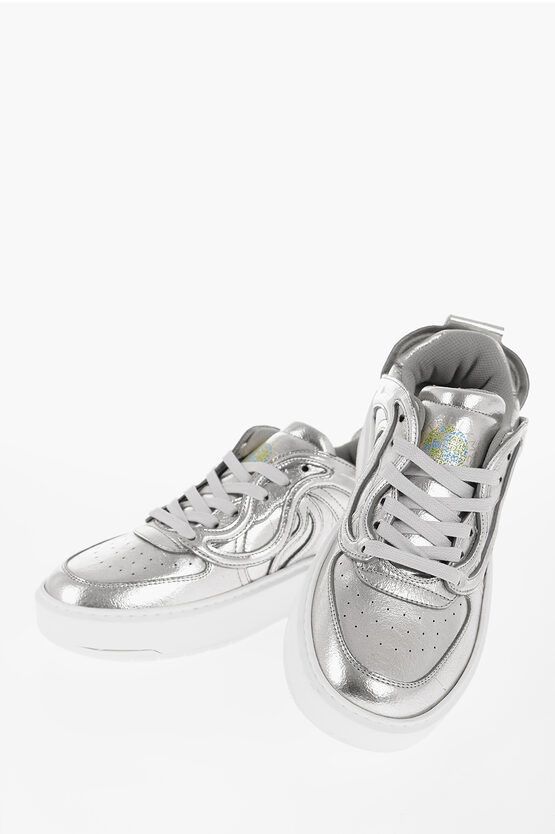 image of Stella Mccartney Metallic Effect Low-Top Sneakers in Silver, Women's (Size 7)