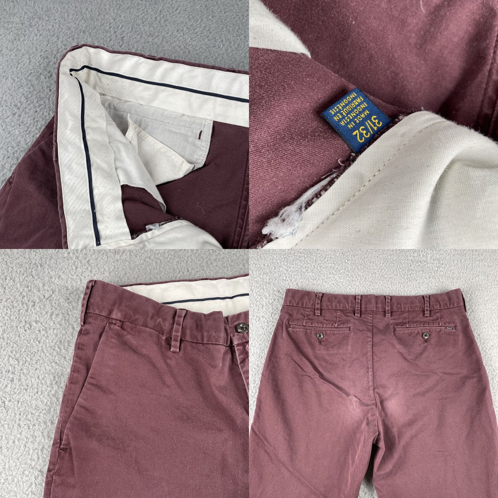 Polo Ralph Lauren VINTAGE Polo Ralph Lauren Stretch Classic Fit Pants Maroon Trousers 31w 25.5L Mens Chino Straight Easy Care Size US S / EU 44-46 / 1 - 8 Thumbnail