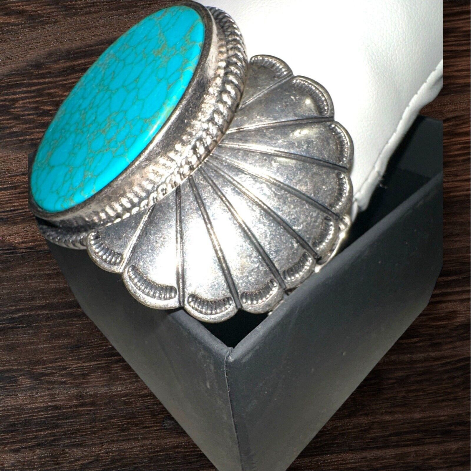 Other Blue Turquoise Silver Western Southwest Stretch Bracelet Ran Size ONE SIZE - 16 Thumbnail
