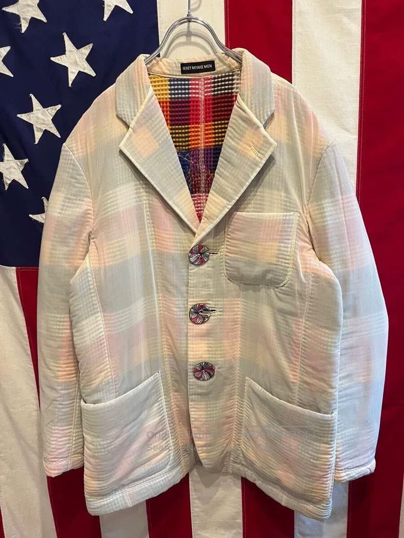 Issey Miyake Issey Miyake Plaid Pattern Sheer Jacket Size L / US 10 / IT 46 - 3 Thumbnail