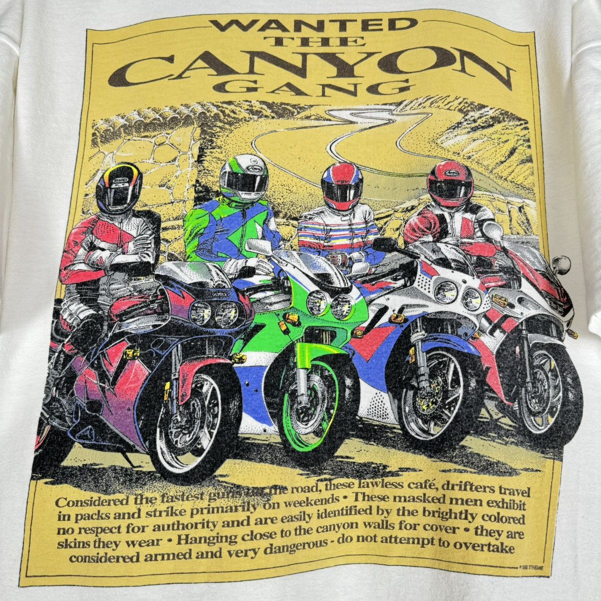 Vintage Vintage 1992 Xtreme Canyon Gang Wanted Oneita T Shirt Size US XL / EU 56 / 4 - 5 Thumbnail