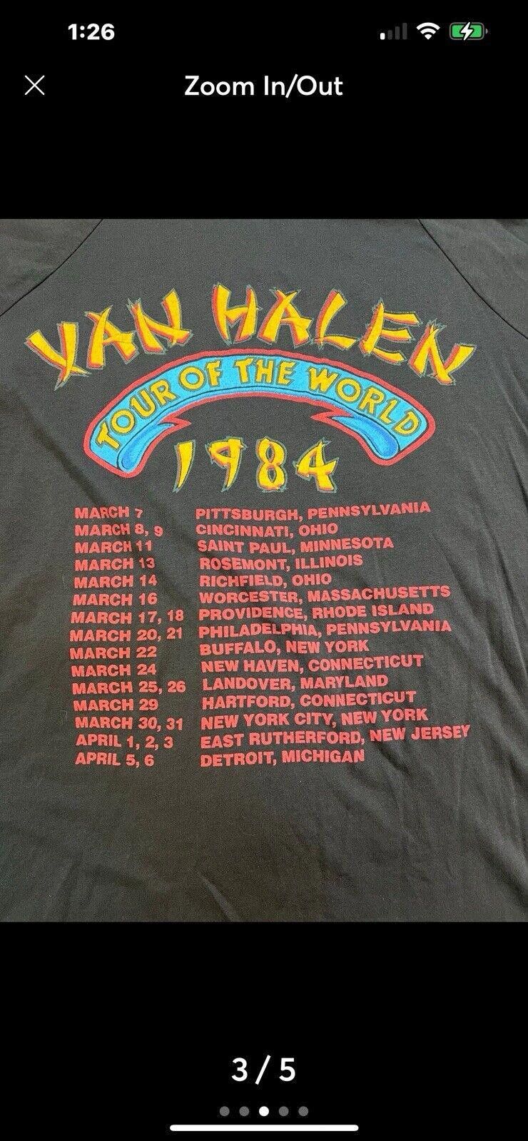 Designer Van Halen 1984 World Tour Woman’s Concert Tee Cold Shoulder Size US XXL / EU 58 / 5 - 3 Thumbnail