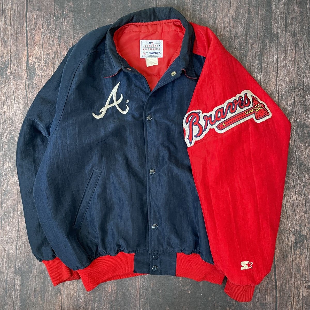 MLB × Starter VINTAGE 90s ATLANTA BRAVES STARTER JACKET Size US XL / EU 56 / 4 - 3 Thumbnail