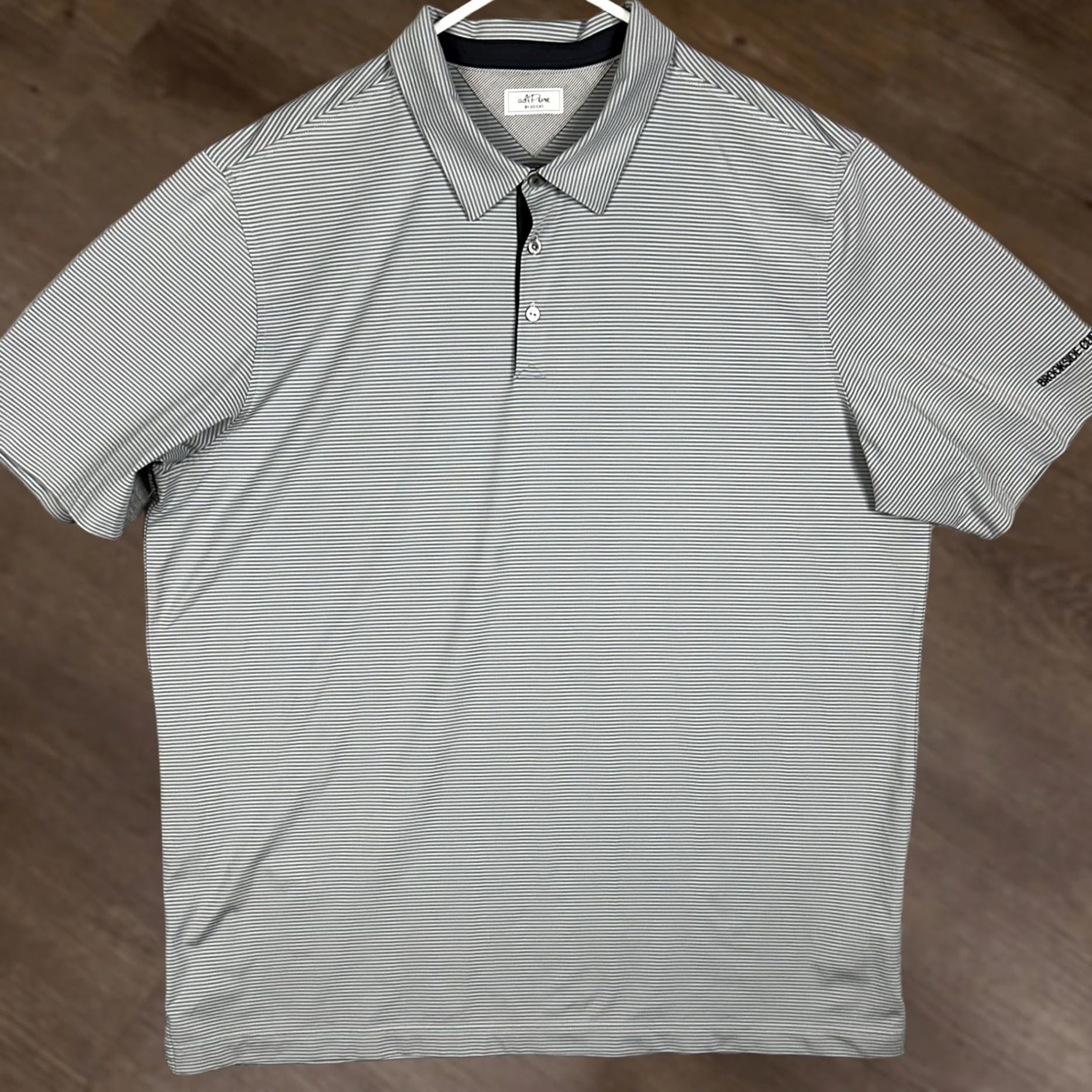 Adidas Adidas AdiPure Polo Shirt Mens Large Grey Golf Striped Performance Rugby Stretch Size US L / EU 52-54 / 3 - 1 Thumbnail