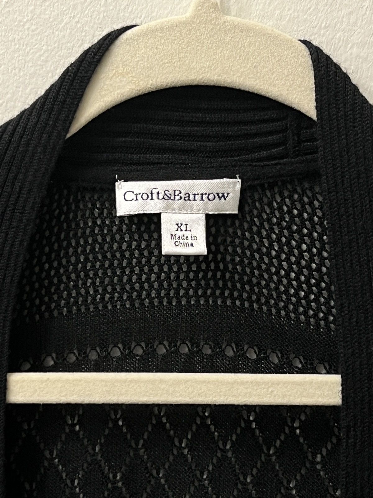 Croft & Barrow Croft & Barrow® Pointelle Open-Front Black Cardigan Size XL / US 12-14 / IT 48-50 - 3 Thumbnail