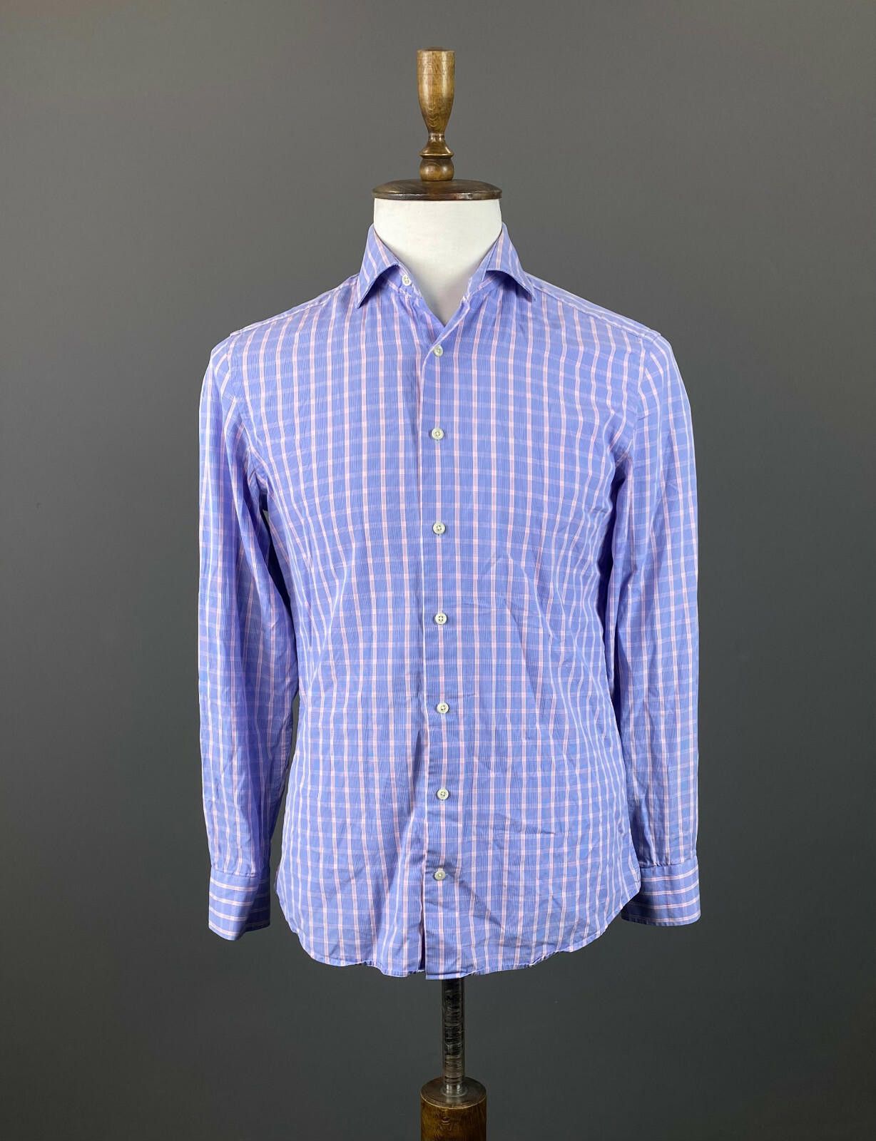 Designer Hackett London 100's 2 Ply Slim Fit Blue Shirt Size 39 Size US M / EU 48-50 / 2 - 1 Thumbnail