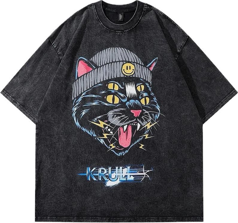 Japanese Brand Oversized Black Cat Graphic T Shirt Size US XL / EU 56 / 4 - 1 Thumbnail