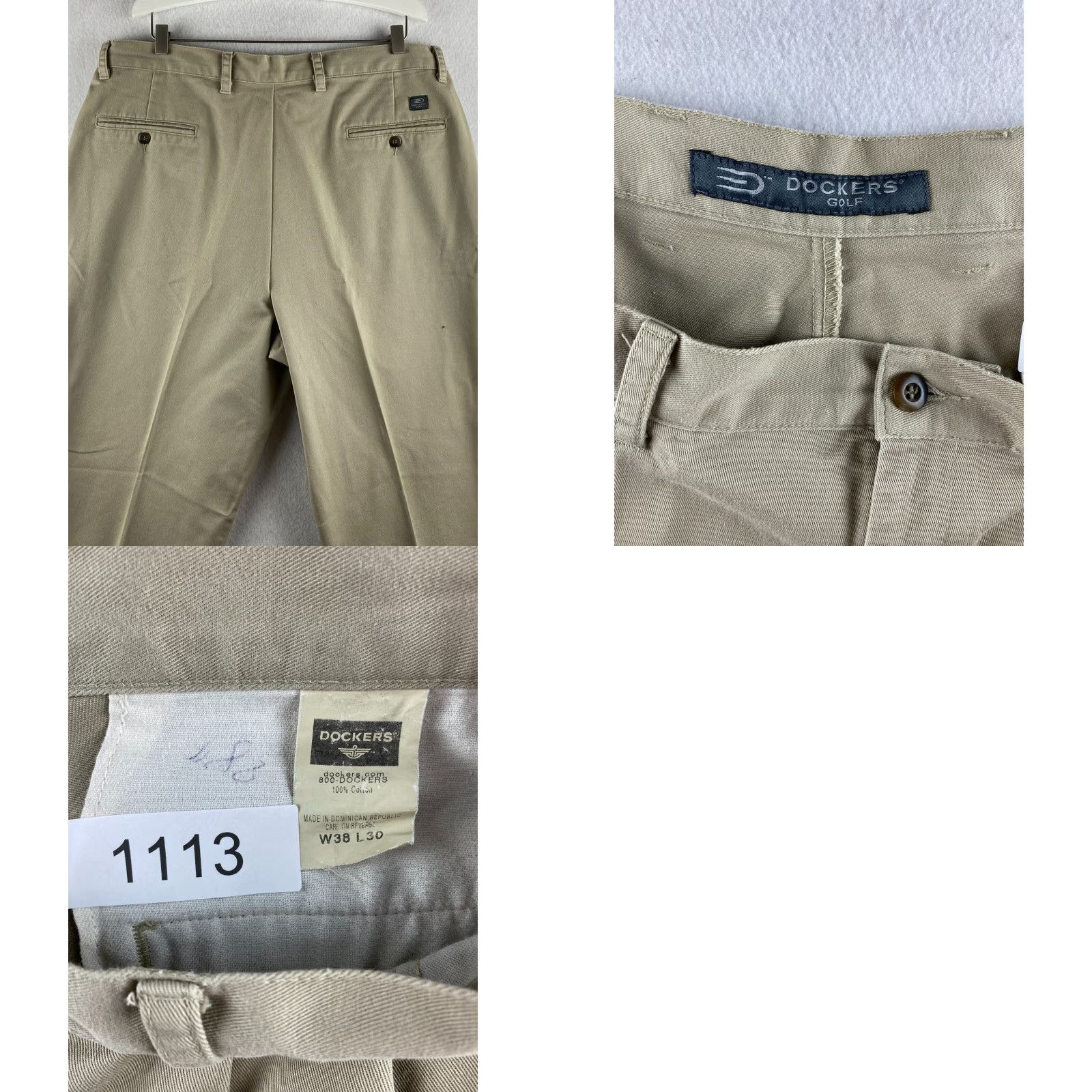 Dockers DOCKERS Mens Pants 38x30 Beige Golf Khaki Pleated Button Pockets Cotton Size US 38 / EU 54 - 8 Thumbnail