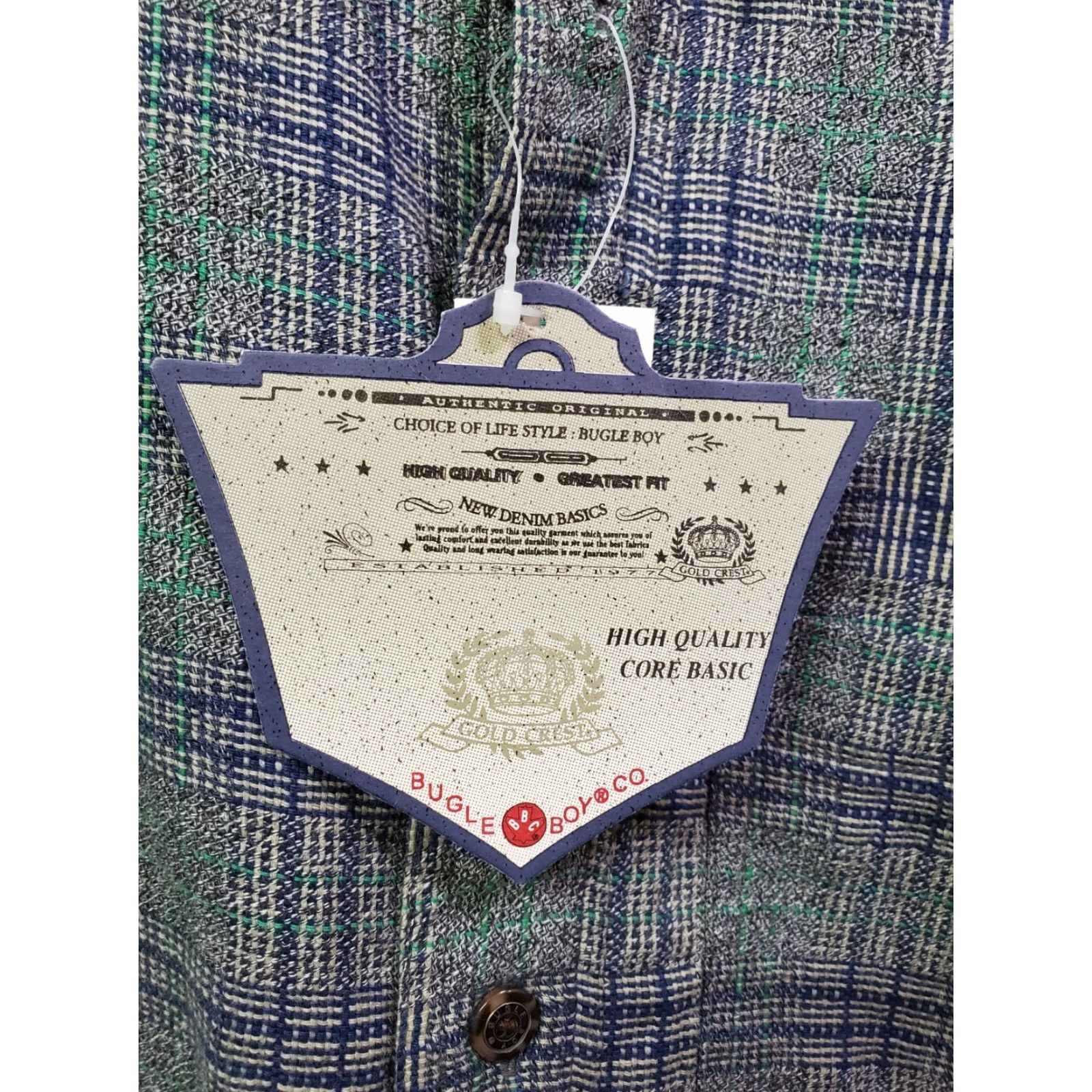 Bugle Boy VINTAGE Bugle Boy Flannel Shirt Long Sleeve Mens Size S Gray Plaid Gold Crest Button-Up Collared Casual, Party/Cocktail, Travel Mens Size US S / EU 44-46 / 1 - 4 Thumbnail