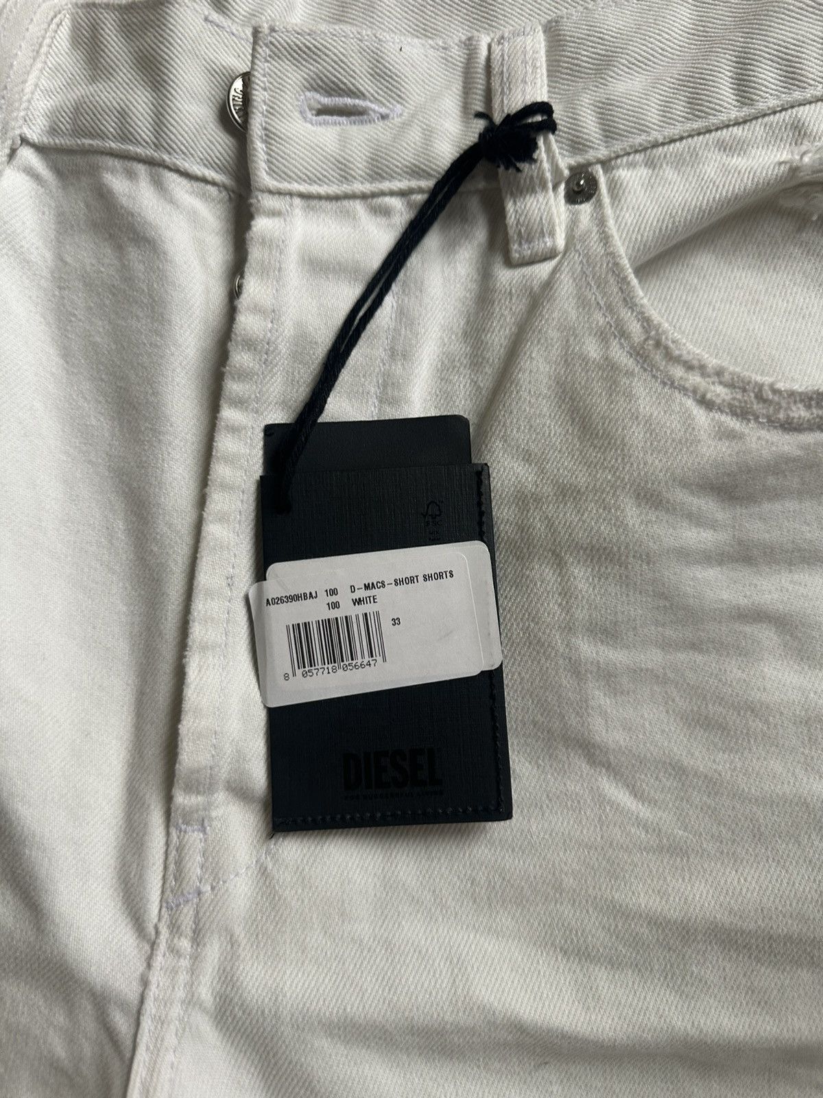 Diesel White Diesel Denim Shorts Size US 33 - 3 Thumbnail