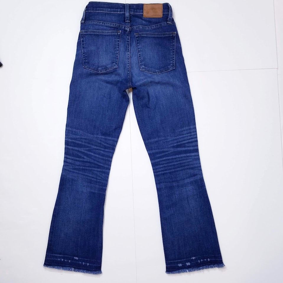 J.Crew Billie Demi Boot Crop Jeans size 24 dark wash blue raw hem Size 24" / US 00 / IT 34 - 3 Thumbnail