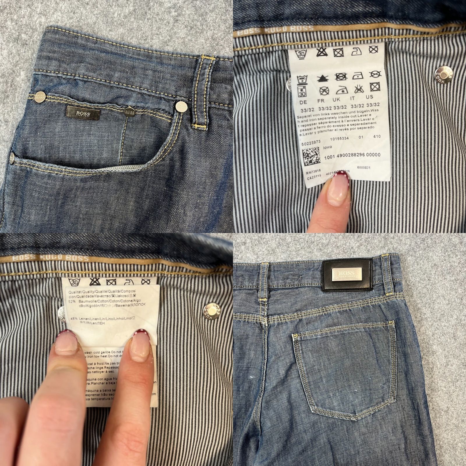 Hugo Boss HUGO BOSS Jeans Mens Regular Straight Denim 32 28 Blue 5-Pocket Design Comfort Easy Care Summer Light Weight Linen Cotton Vintage: No Mens Size US 32 / EU 48 - 8 Thumbnail