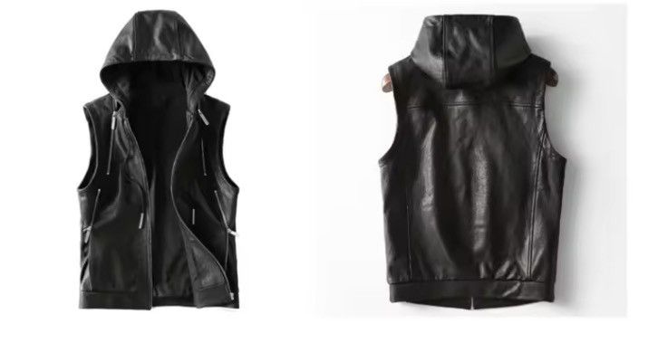 Faux Leather Hooded Vest - Tactical Streetwear